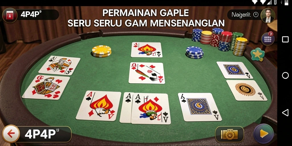 Tampilan gameplay Gaple yang seru dan interaktif di 4P4P.