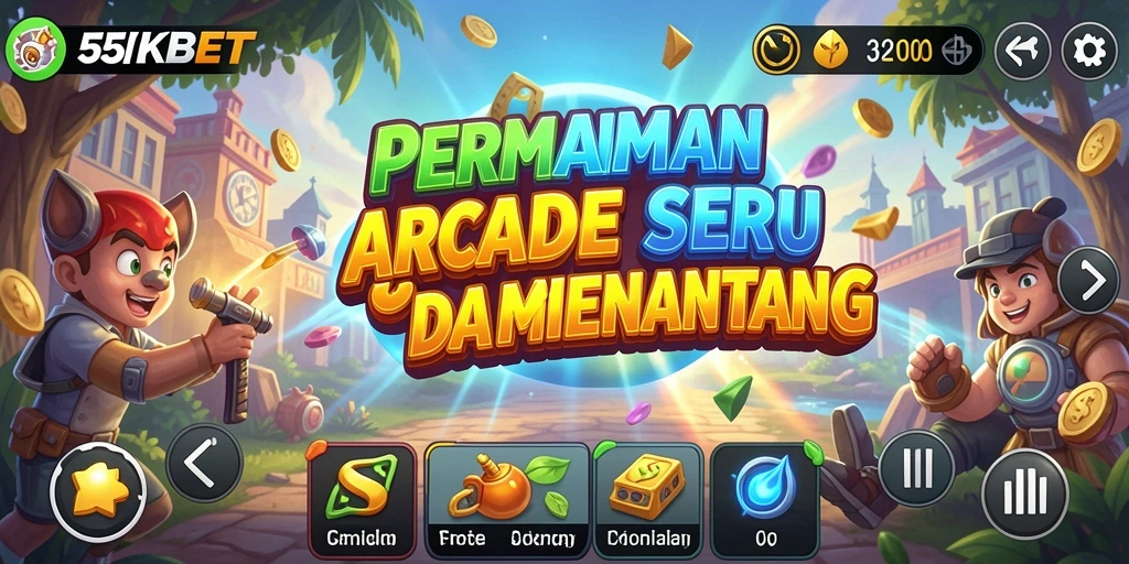 Screenshot utama 55KBET menampilkan aksi seru dalam permainan Arcade.