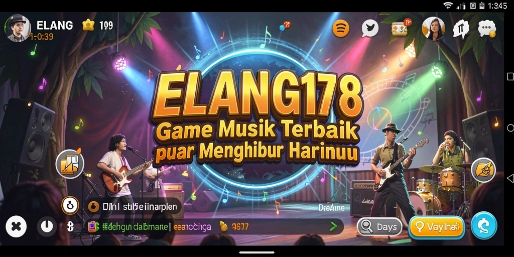 Screenshot utama ELANG178 menampilkan pemain bersenang-senang dengan gameplay musik yang dinamis.