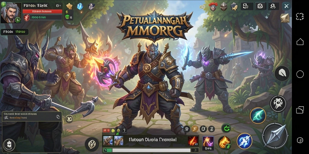Screenshot FB168 menunjukkan pemain bertarung melawan monster raksasa di dunia MMORPG.