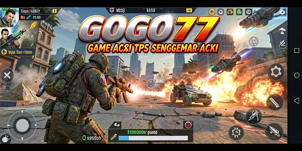 Tangkapan layar GOGO77 menampilkan aksi intens dalam pertempuran TPS.