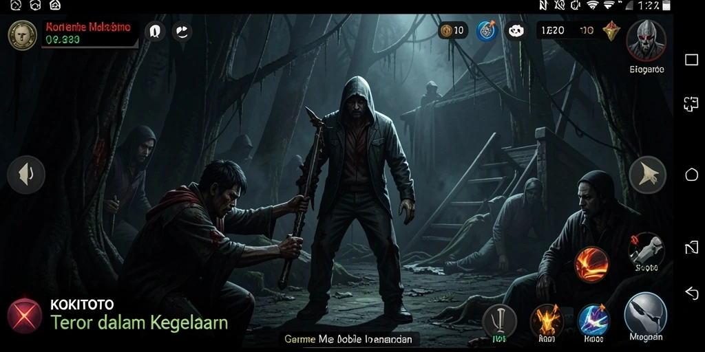 Tampilan menakutkan dari gameplay KOKITOTO di dunia kegelapan.