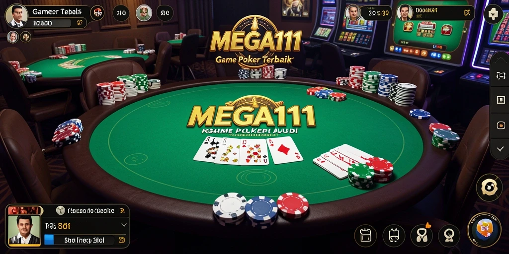 Tampilan gameplay MEGA111 menampilkan aksi poker yang mendebarkan.