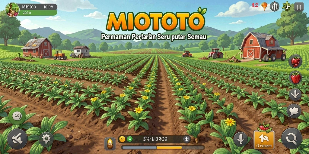 Tangkapan layar gameplay MIOTOTO menampilkan aktivitas bertani yang interaktif dan menarik.