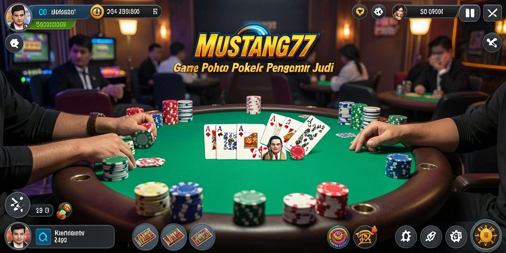Gameplay seru di MUSTANG77 saat bermain Poker online.