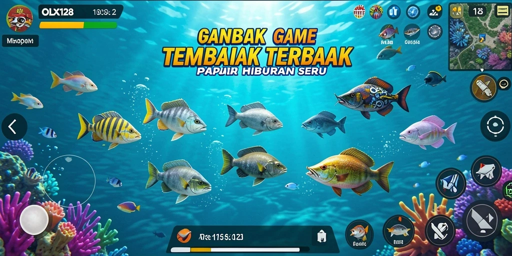 Tampilan gameplay seru dari OLX128 saat berburu ikan.