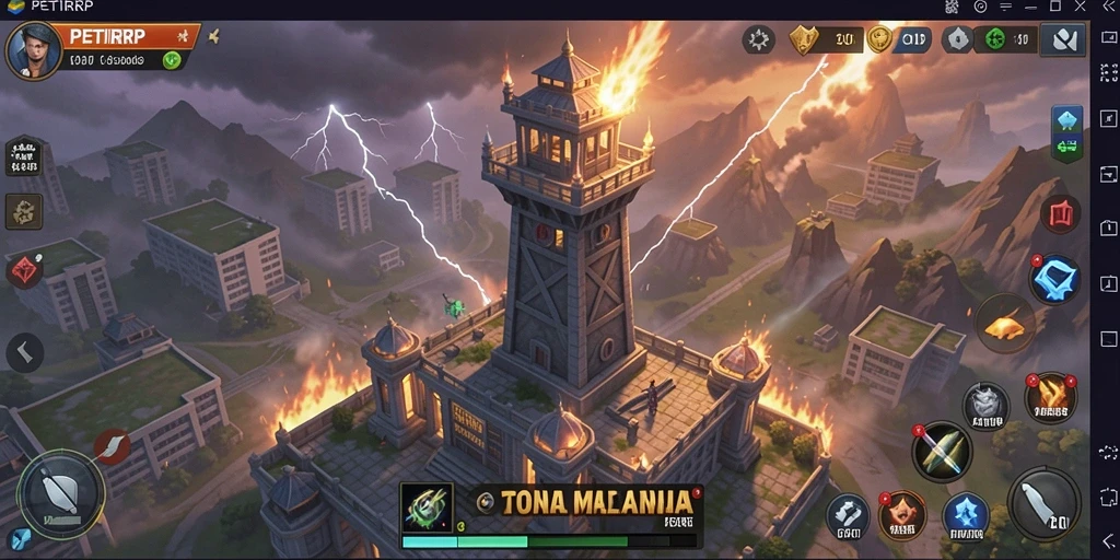 Screenshot gameplay menampilkan strategi Tower Defense yang seru.