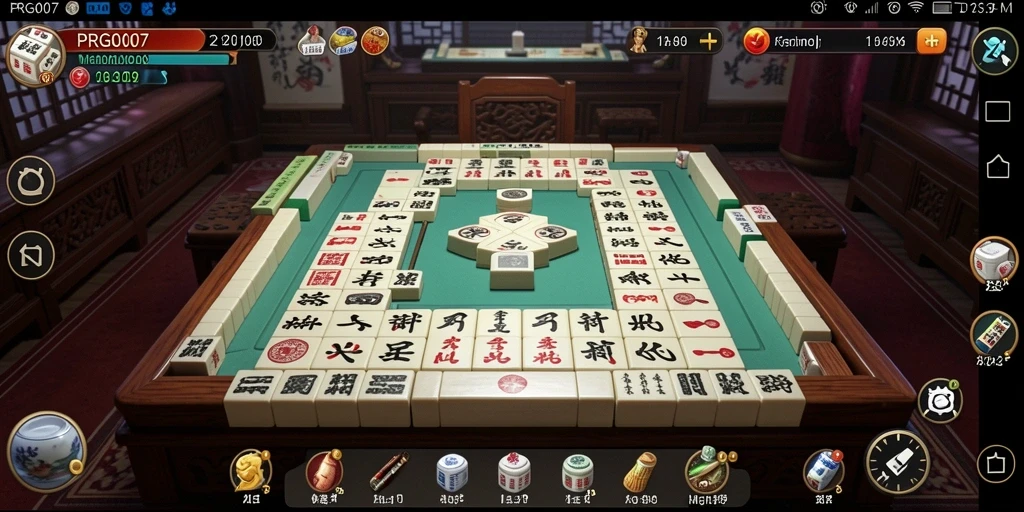 Tampilan gameplay seru PRG007 dalam permainan Mahjong.