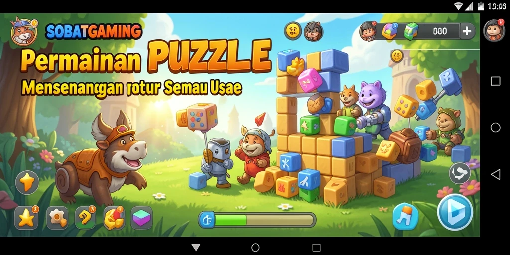 Tampilan gameplay SOBATGAMING dengan berbagai teka-teki menantang.