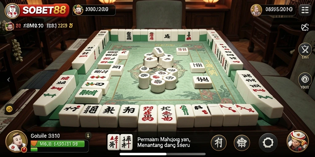 Tangkapan layar menampilkan gameplay Mahjong yang seru dan interaktif.